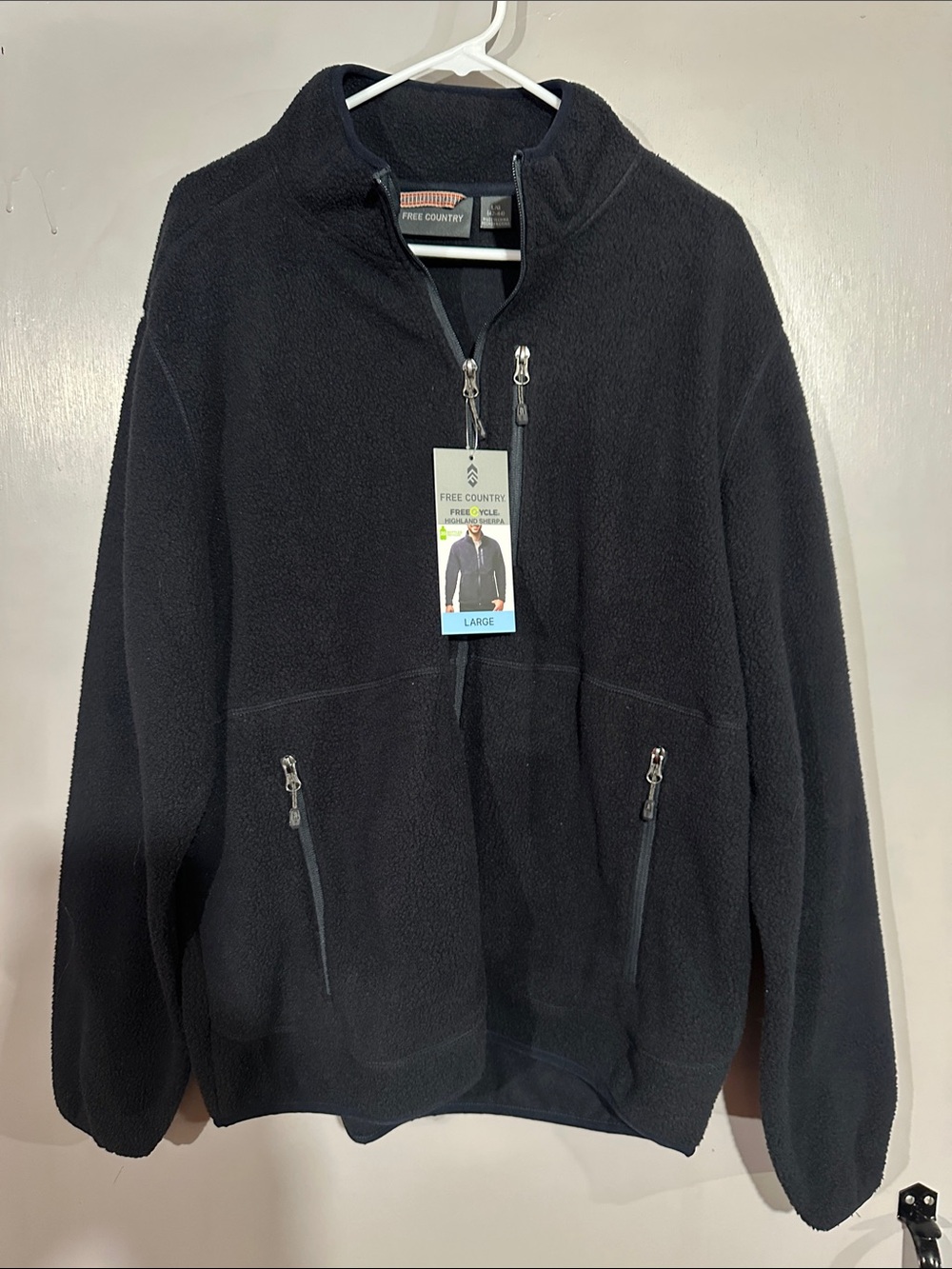Free Country Men's Black Full-Zip Fleece Jacket with Zipper Pockets